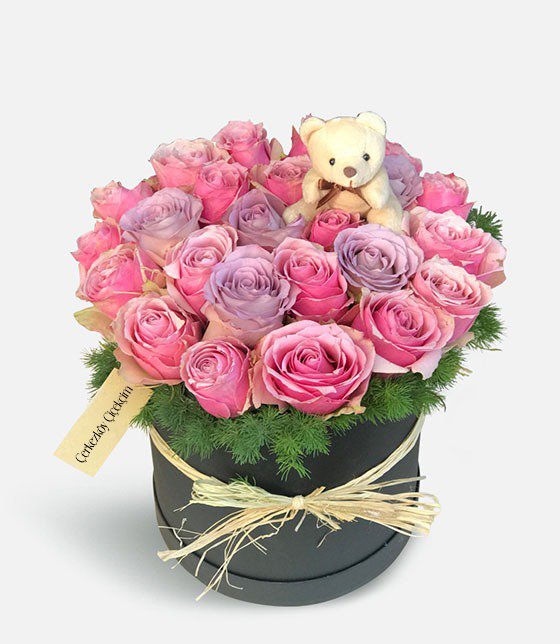 Oyuncaklı 25'li Pembe & Lila Güller