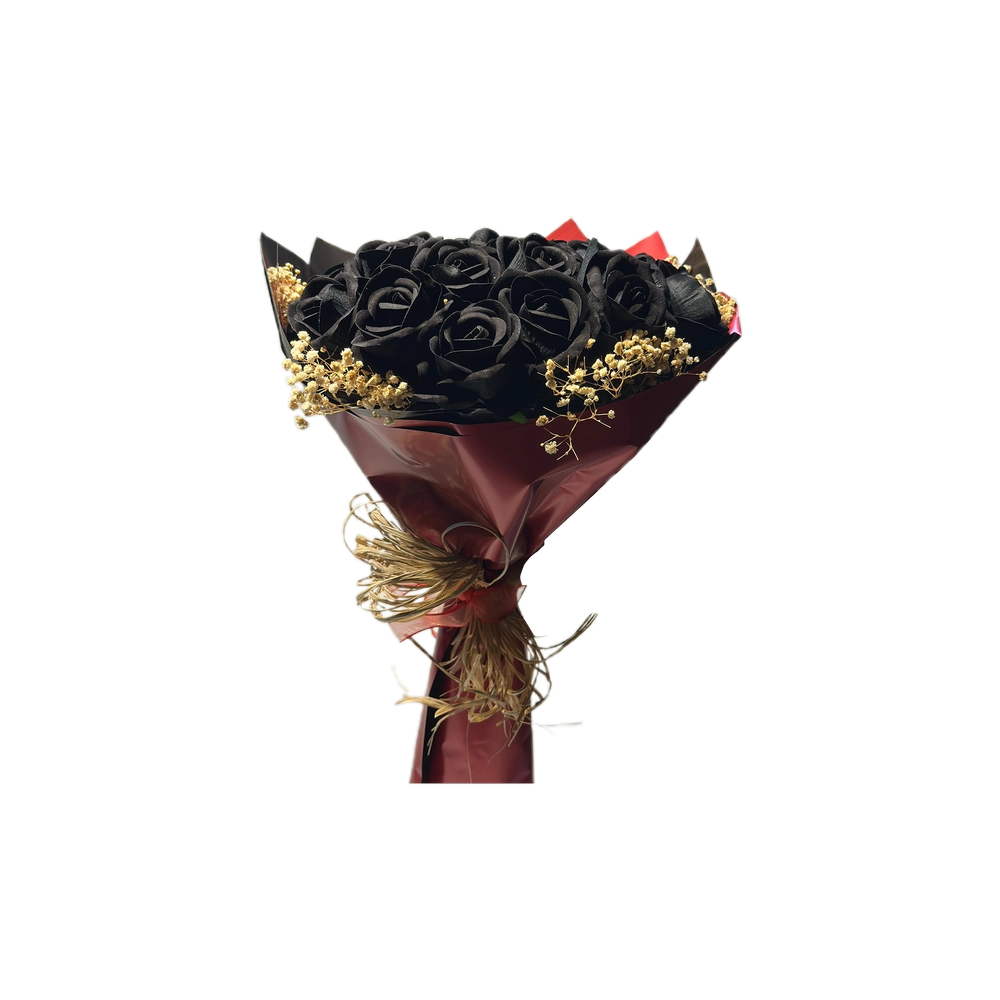 21'li Yapay Gül Buketi Siyah