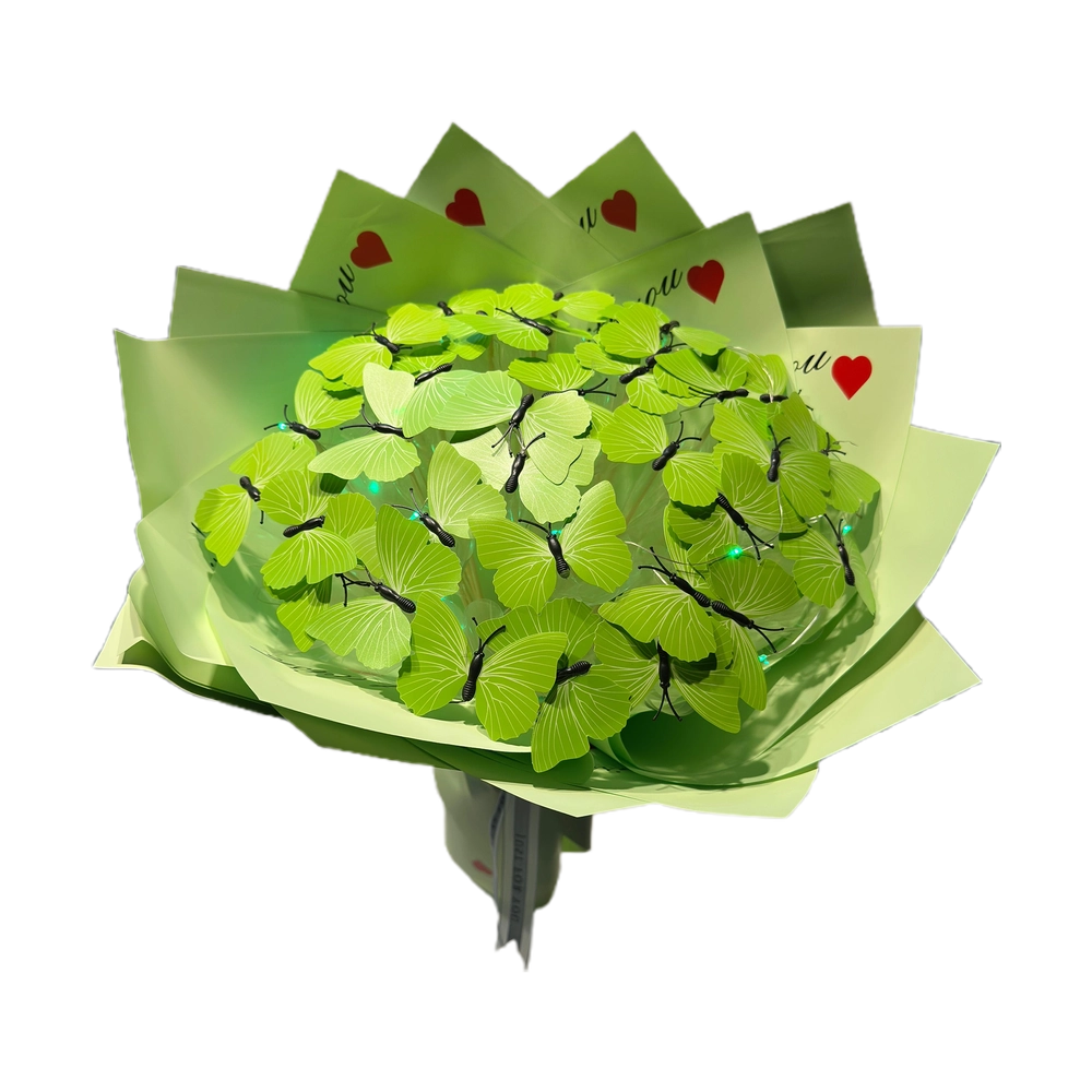 Işıklı Kelebek Buketi Yeşil