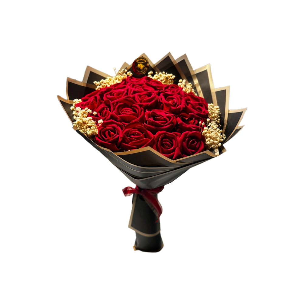 21'li Yapay Gül Buketi Kırmızı