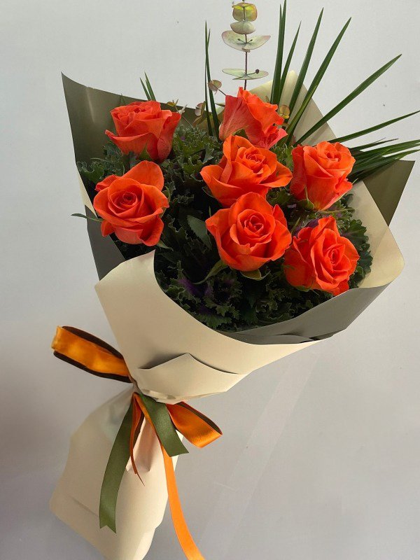 7'li Turuncu Gül Buketi