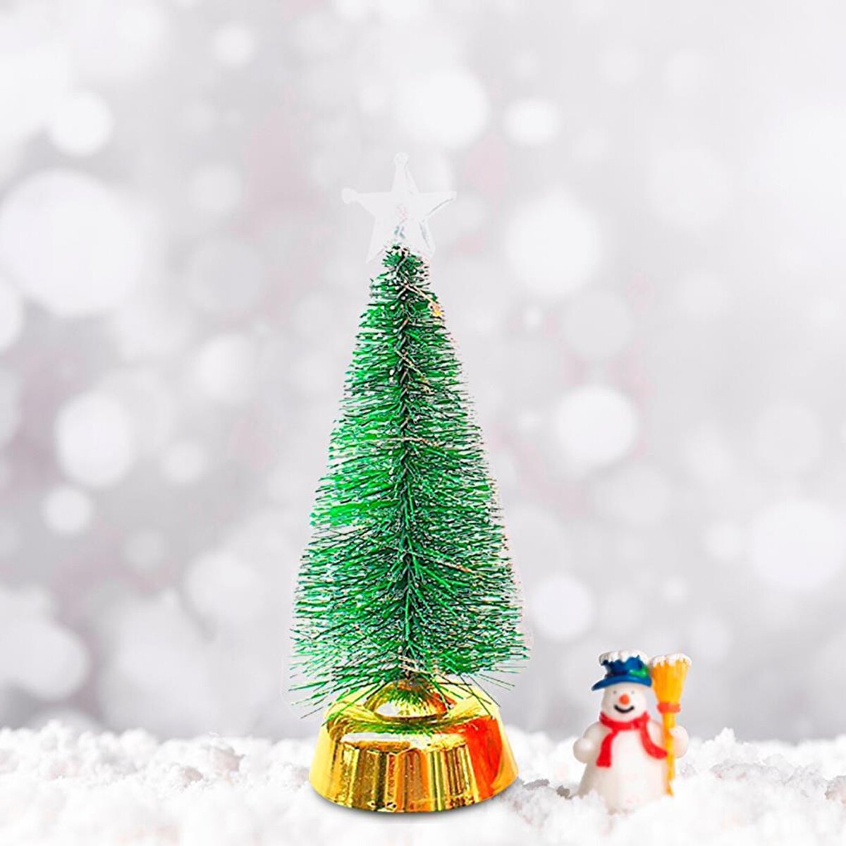 Cajuart Dekoratif Led Işıklı 25 Cm Yapay Çam Ağacı Yılbaşı Dekor Süs