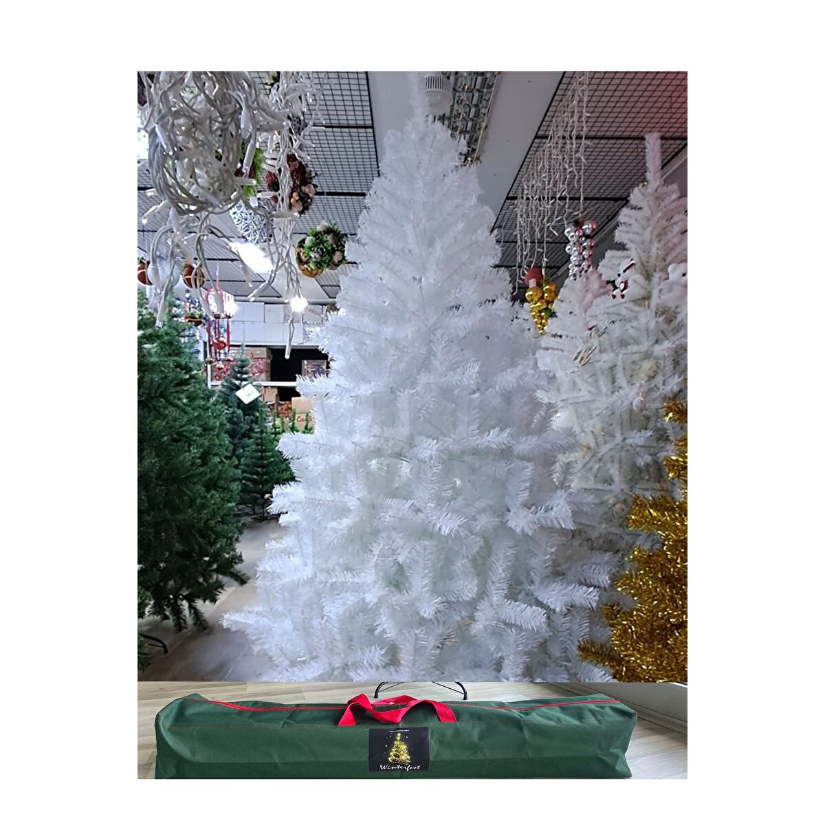 Beyaz Yılbaşı Ağacı 210 Cm Ve Taşıma Çantası
