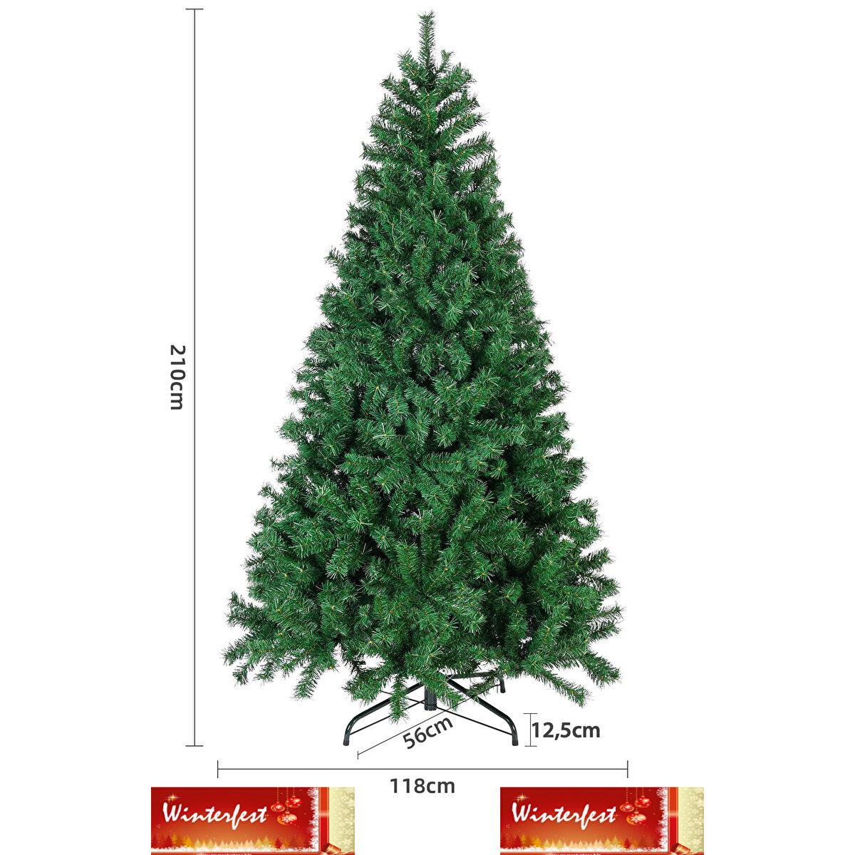 Yılbaşı Çam Ağacı 210 Cm 800 Gür Dallı Demir Ayaklı