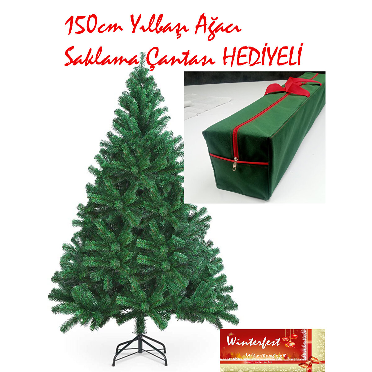 150 Cm 320 Dal Yılbaşı Çam Ağacı Ve Taşıma Saklama Çantası