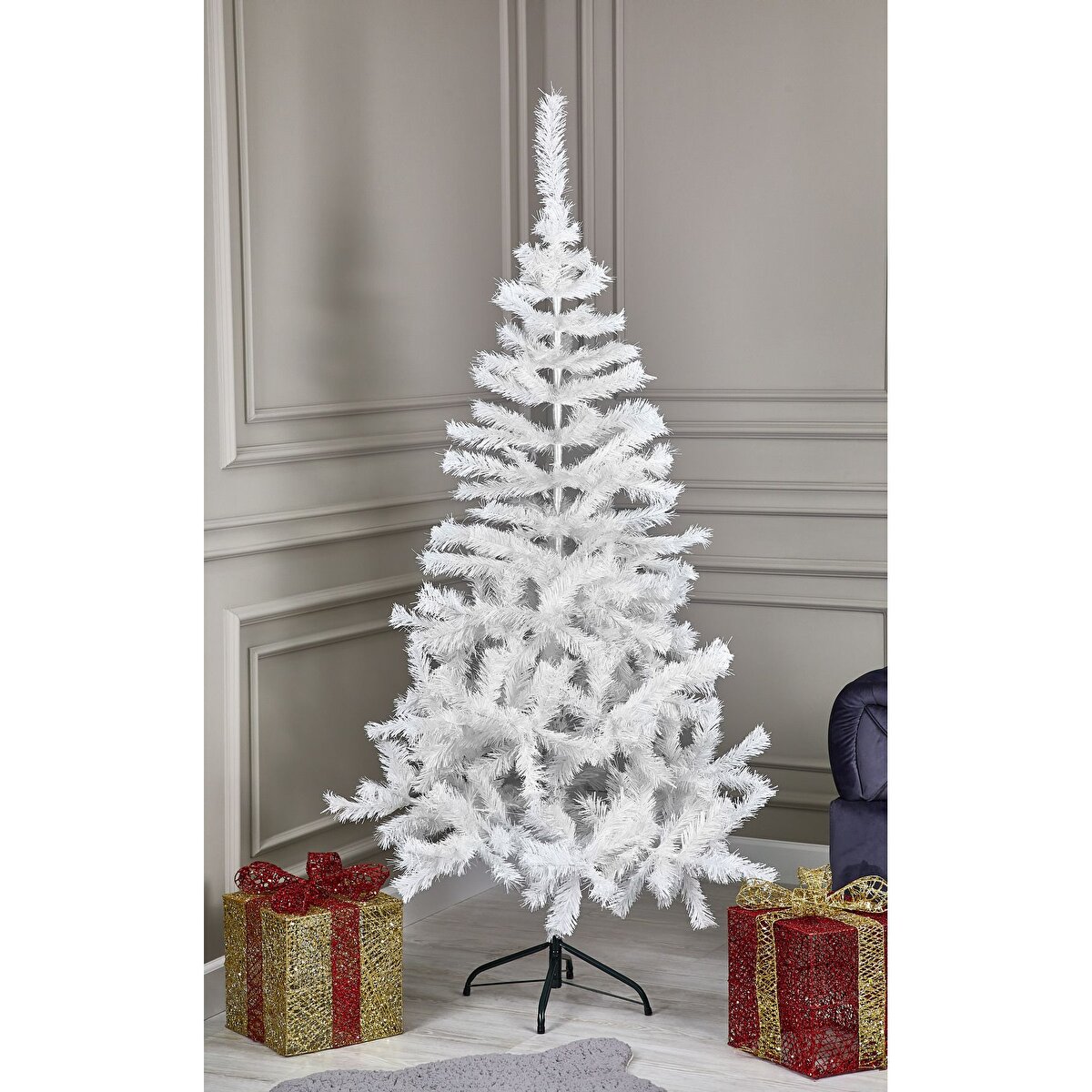 Premium Luxury Series 210 Cm Beyaz Yılbaşı Ağacı 750 Dal Demir Ayak