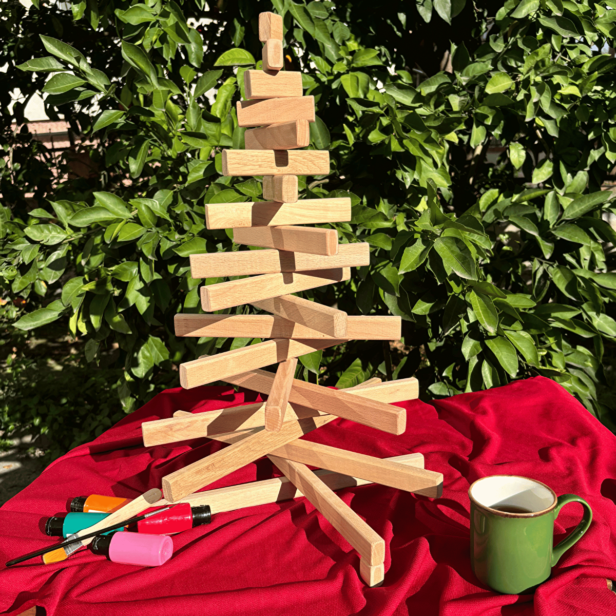 Leftover Ahşap El Yapımı Yılbaşı Ağacı 54cm Ahşap