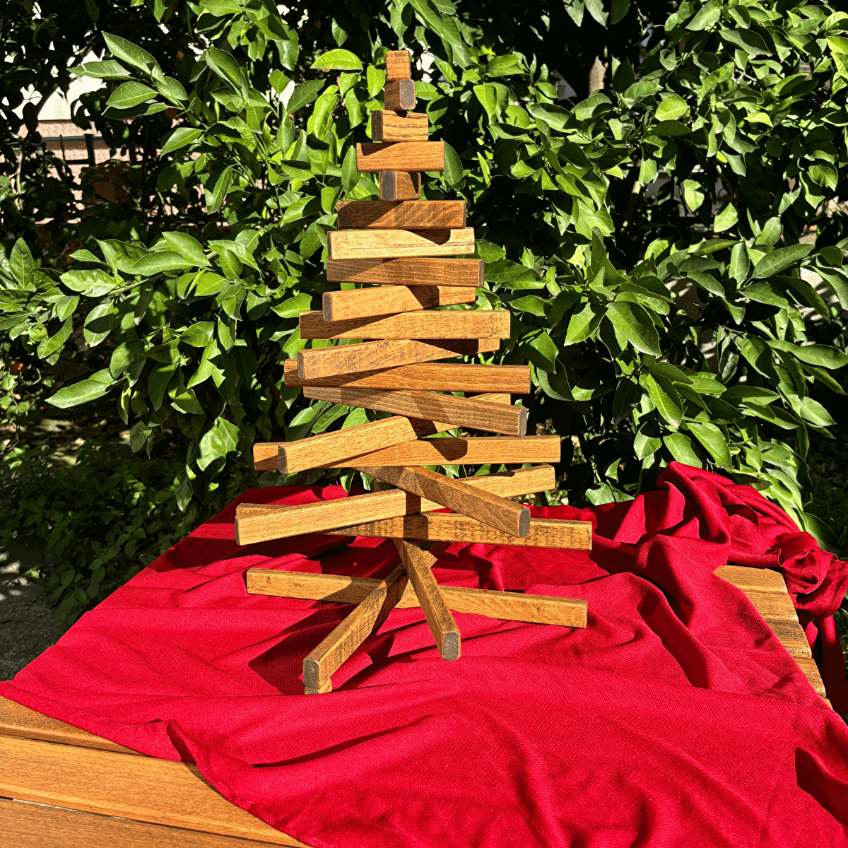 Leftover - Ahşap El Yapımı Yılbaşı Ağacı 54cm Kahverengi