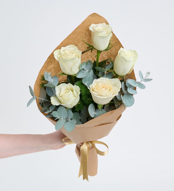 5'li Beyaz Gül Buketi