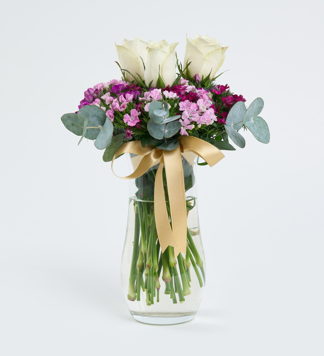 Vazoda Hüsnüyusuf ve Beyaz Gül Aranjmanı